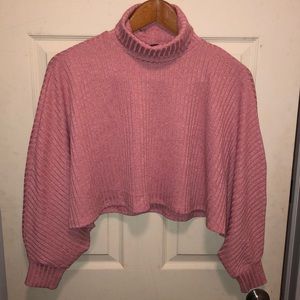 Beautiful Pink Turtle-Neck Crop-Top Sweater!